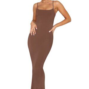 Women's Sexy Casual Lounge Slip Long Dress Elegant Ribbed Bodycon Maxi Dresses